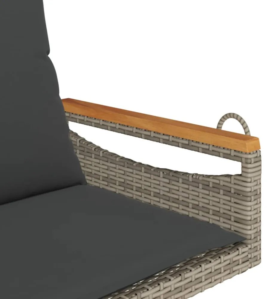 szürke polyrattan hintapad párnákkal 63 x 62 x 40 cm