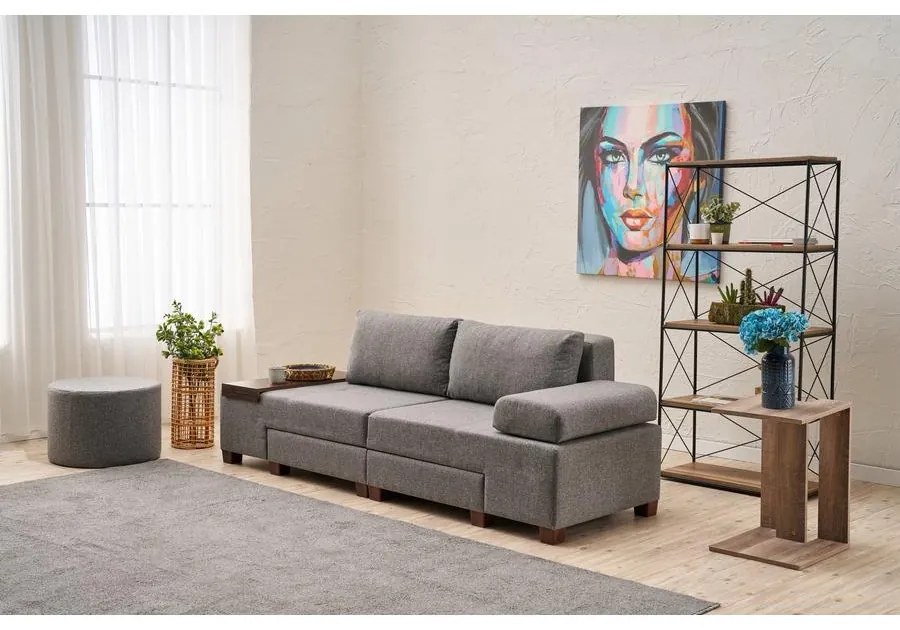 3 személyes kanapéágy Perenna Linen - Szürke