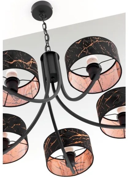 Jupiter 2107- ARTHUR láncos csillár 5xE27/15W/230V fekete/narancssárga/márvány dekor