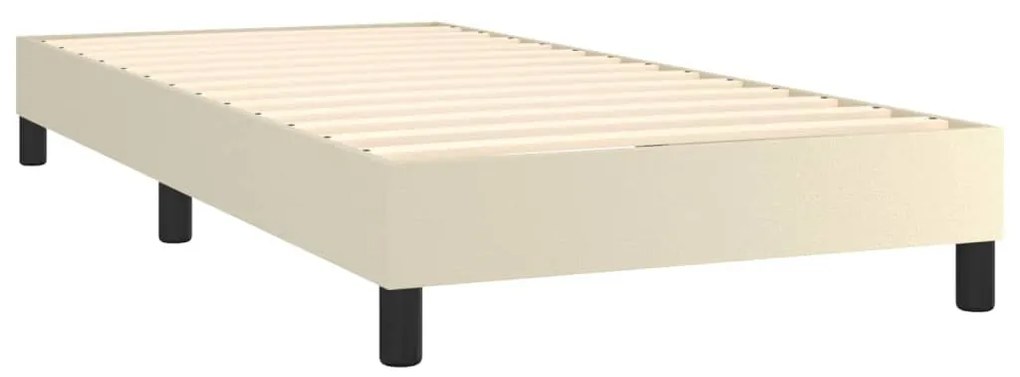 krémszínű műbőr rugós ágy matraccal és LED-del 100x200 cm