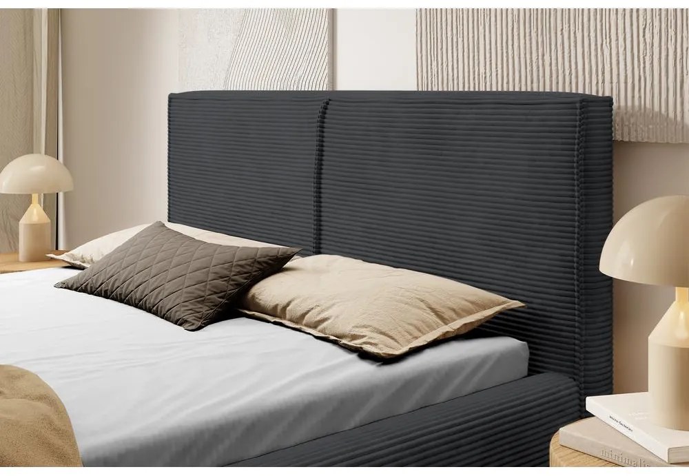 Franciaágy 140 cm Fatime (ágyráccsal) (tárolóhellyel) (sötétszürke + fekete). Akció -15%. 1099183