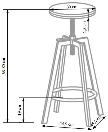 Bárszék 80x30 cm fekete