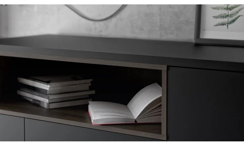 Fekete komód 176x90x49 cm Roomers – Tvilum