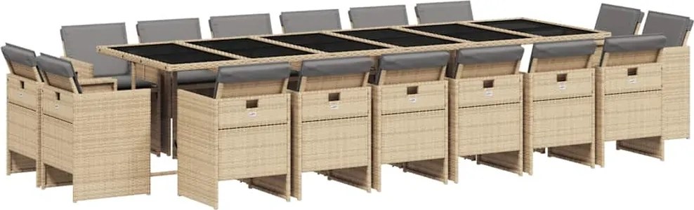 vidaXL 17részes vegyes bézs polyrattan kerti étkezőgarnitúra párnákkal
