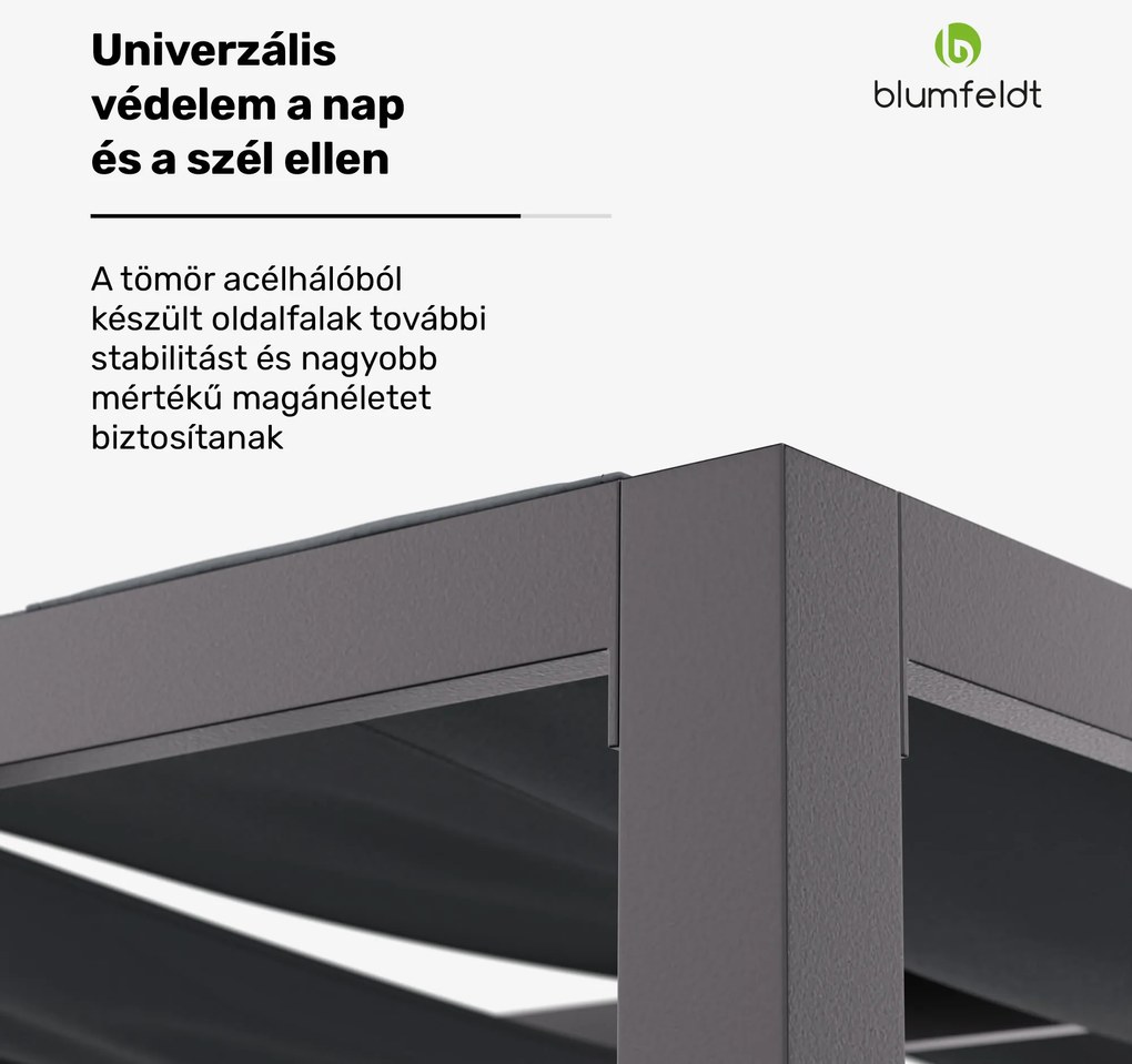 Blumfeldt Shade Cove GreenWall, pergola, 3 x 3 m, oldalfalak, porszórt festék, időjárásálló
