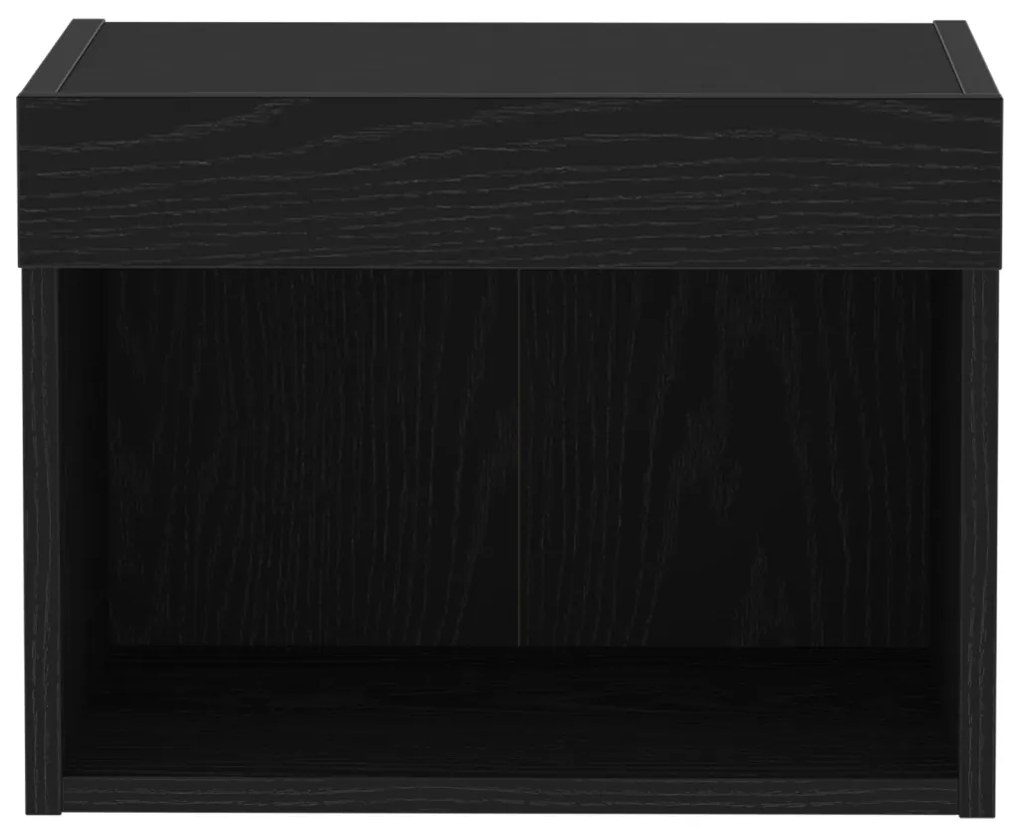 Fali Szekrény LED Fényekkel 2 db Fekete Tölgy 40x30x30 cm
