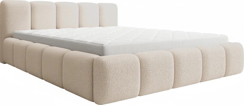 Tesia kárpitozott ágy 160x200 cm, ágyneműtartós - bézs buklé Quelle 03