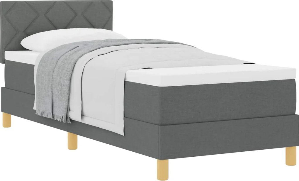 vidaXL Boxrugós ágy matracmal Sötétszürke 80 x 200 cm szövet