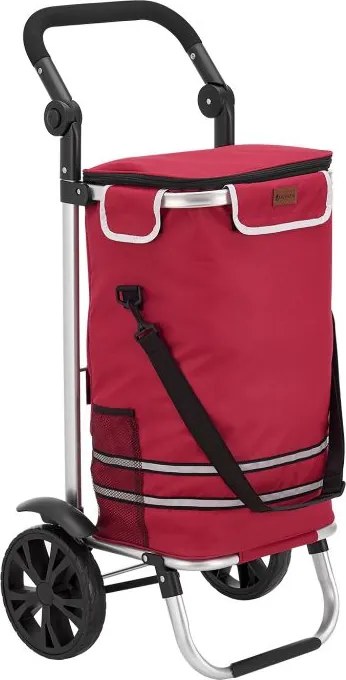 Könnyű piros bevásárlókocsi hálós zsebbel