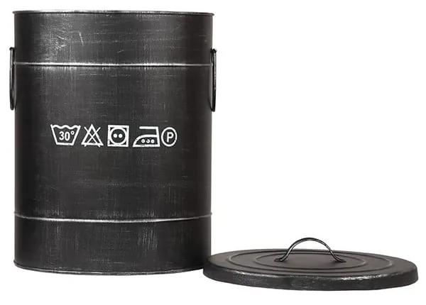 Fekete fém szennyestartó, ⌀ 32 cm - LABEL51
