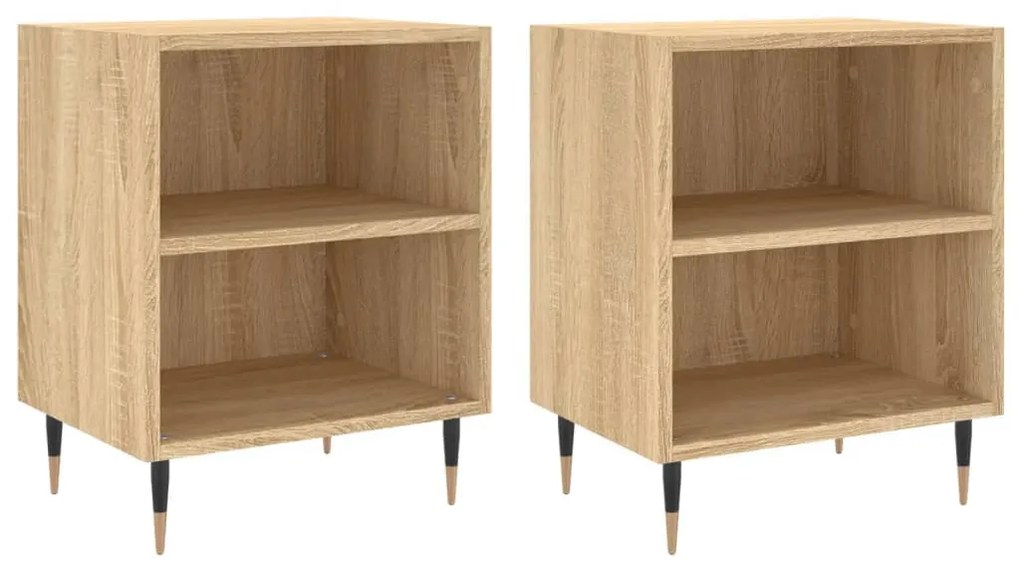 2 db sonoma tölgy színű szerelt fa éjjeliszekrény 40x30x50 cm