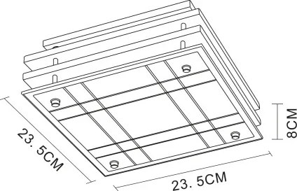 Globo 48089 Mennyezeti sötétbarna fa/üveg, LxBxH:235x235x80, exkl. 1xE27 60W 230V