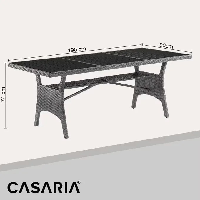 Deuba Takeo rattan asztal 190x90x74 cm - szürke
