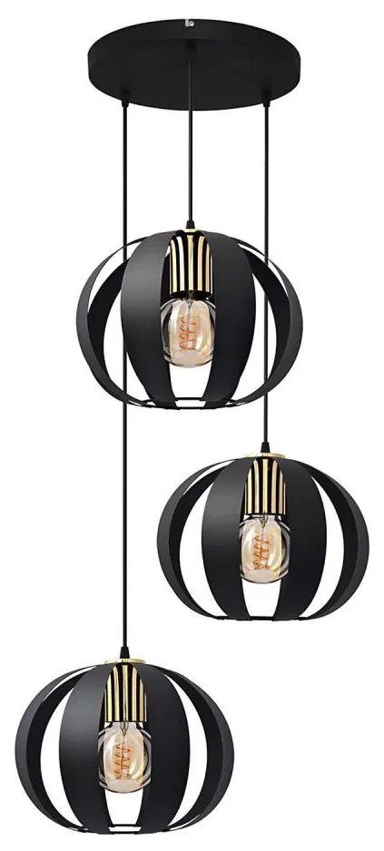 Csillár zsinóron NEWTON 3xE27/15W/230V fekete