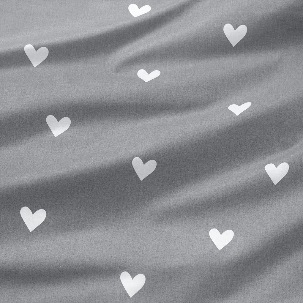 Goldea pamut drapéria - szívecskék, szürke alapon 220x150 cm