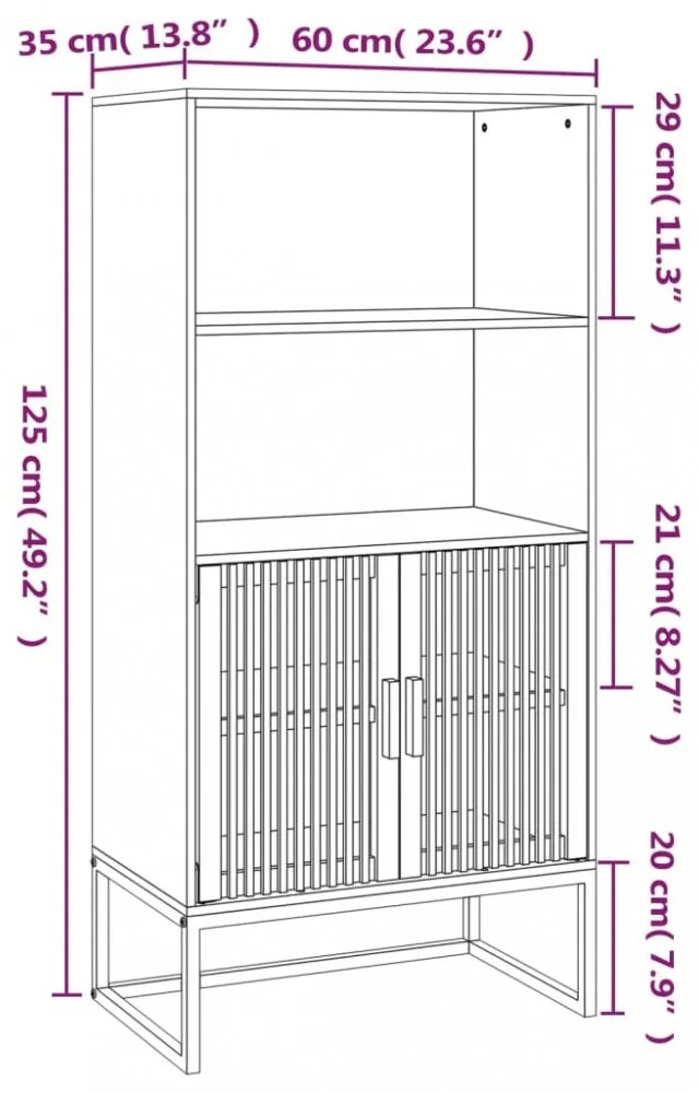 fekete szerelt fa magasszekrény 60 x 35 x 125 cm
