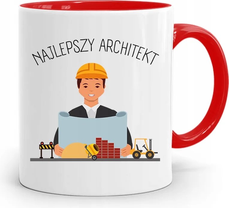 Piros Építész Bögre Legjobb Építész fényképes nyomtatással