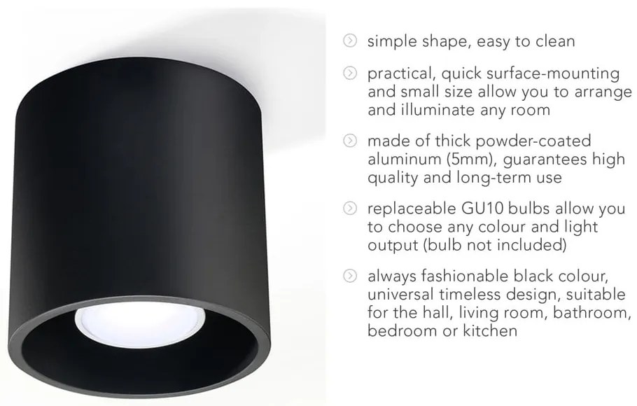 Roda fekete mennyezeti lámpa - Sollux