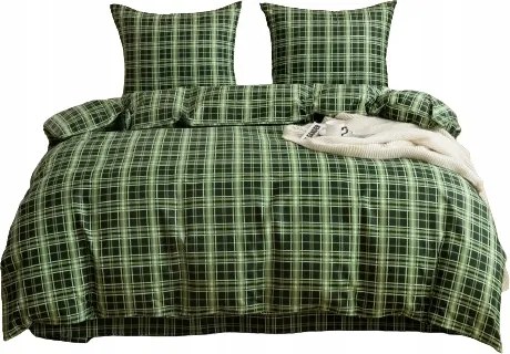 Kétszemélyes ágyneműhuzat garnitúra 140x200 2 70x80 Zöld Kockás Ágyneműhuzat