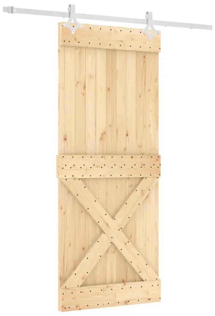 Tömör fenyőfa tolóajtó fémszerelékszettel 85x210 cm