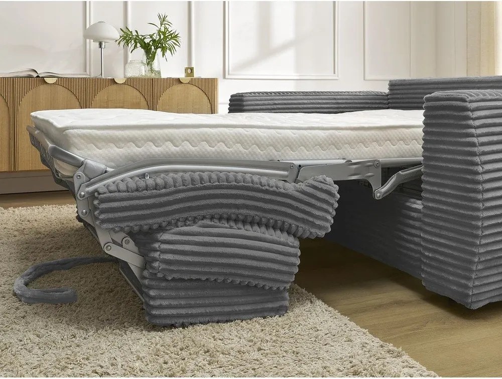 Sötétszürke kordbársony kinyitható kanapé mindennapos alvásra 220 cm Hugo – Bobochic Paris