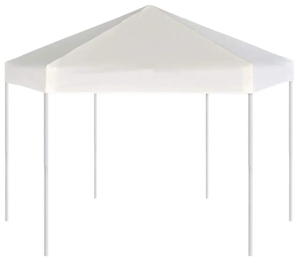 krémfehér hatszögletű felugró pavilon 6 oldalfallal 3,6 x 3,1 m