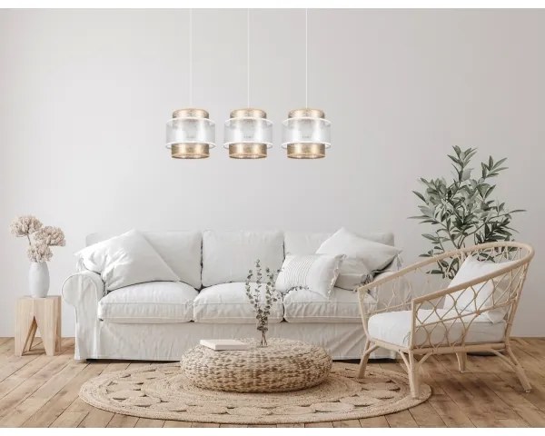 Csillár zsinóron GABI 3xE27/60W/230V arany/fehér