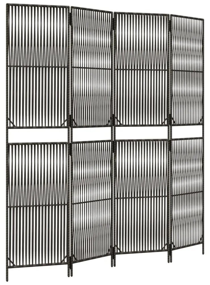 szürke 4 paneles polyrattan térelválasztó