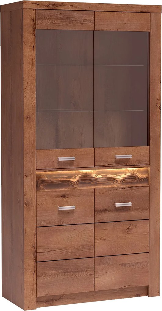 Vitrines szekrény, világos kőris, INFINITY I-03