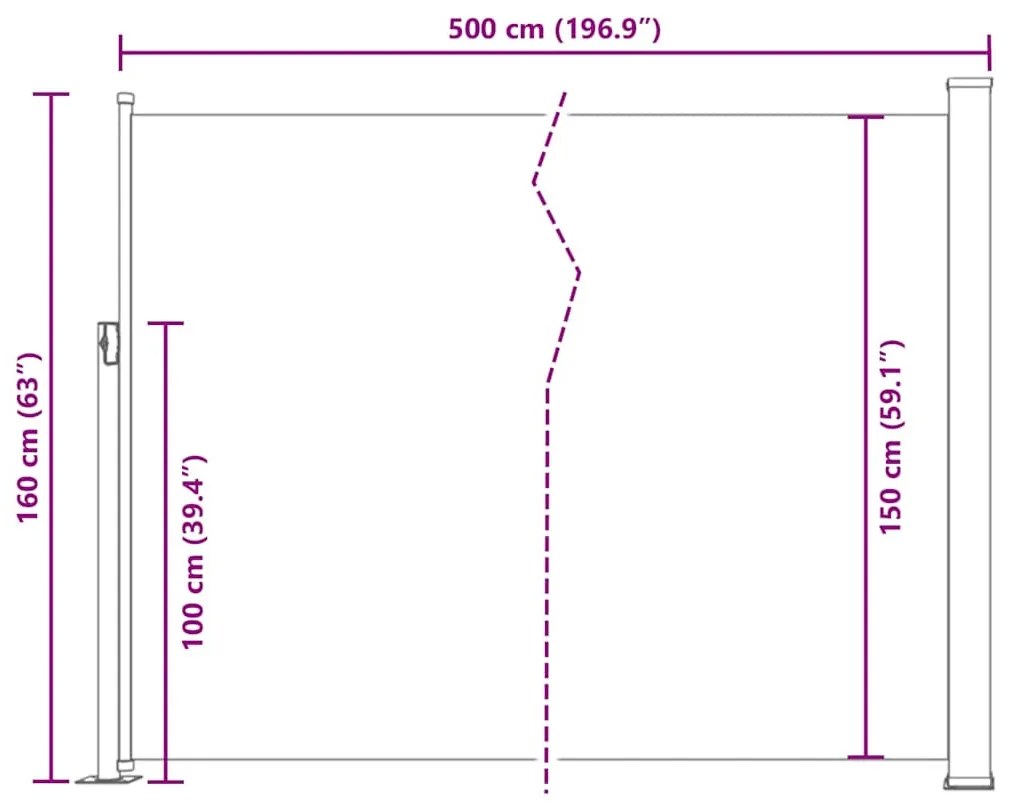 piros behúzható oldalsó napellenző 160 x 500 cm