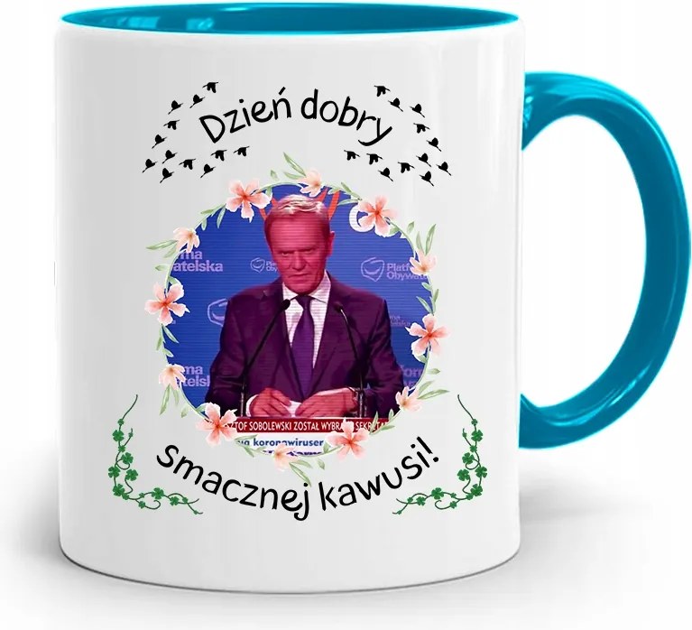 Donald Tusk Kék Bögre Platform Ajándék fényképes nyomtatással