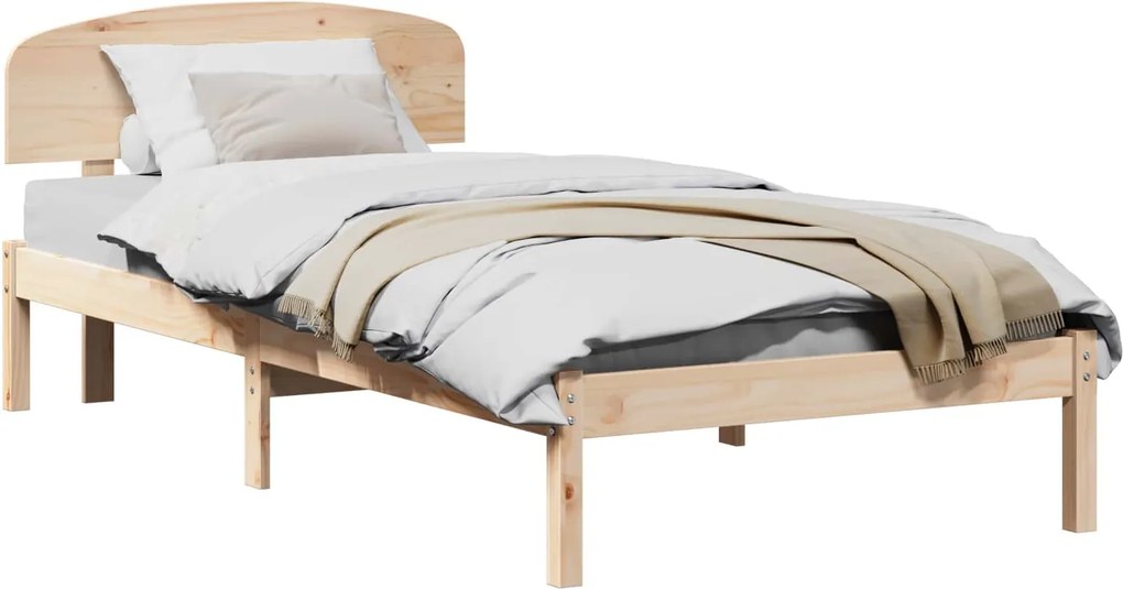 vidaXL Ágykeret fejtámlával Természetes 90 x 190 cm Tömör fenyőfa