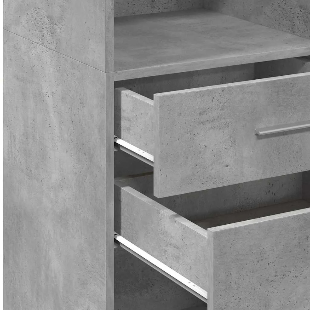 betonszürke szerelt fa magasszekrény 30 x 42,5 x 124 cm