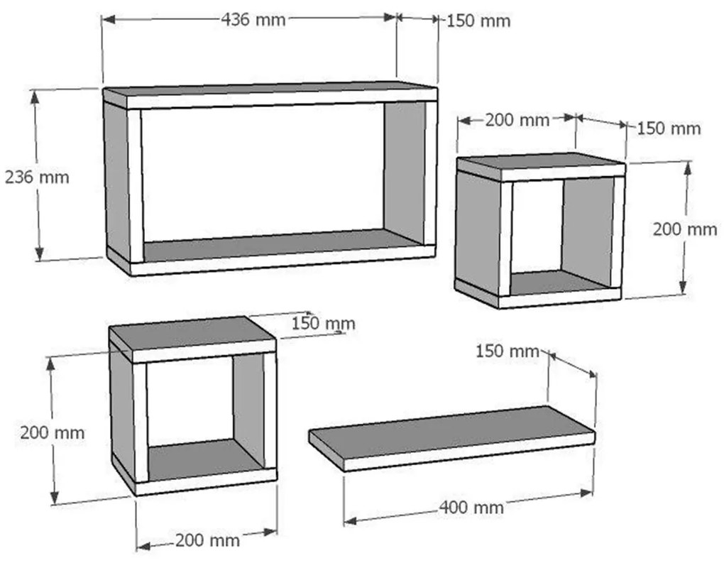 Babi Sapphire Oak polc, 4 db