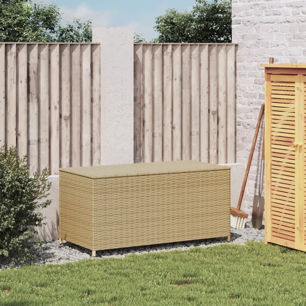 Vegyes bézs polyrattan kerti tárolóláda 190 L