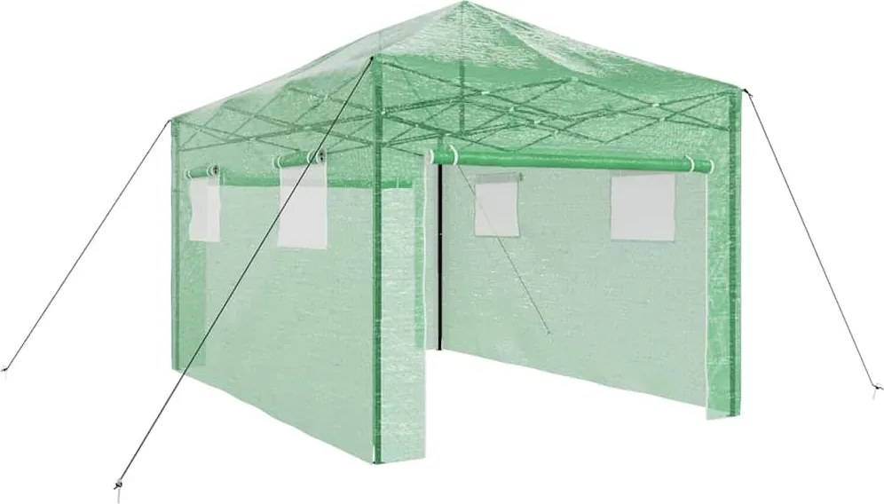 vidaXL Üvegház pop-up kerettel tetővel Zöld 290 x 430 x 315 cm Vas