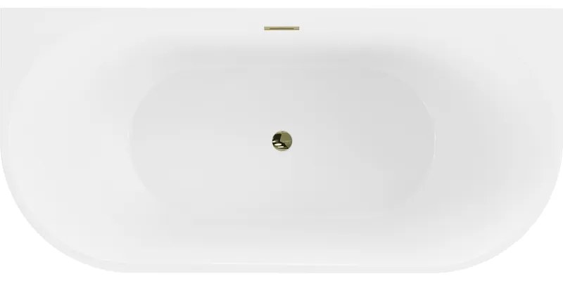 Mexen Oval, szabadon álló fali kád 170 x 80 cm, fehér-fekete, arany fényes túlfolyó, 52671708075-50