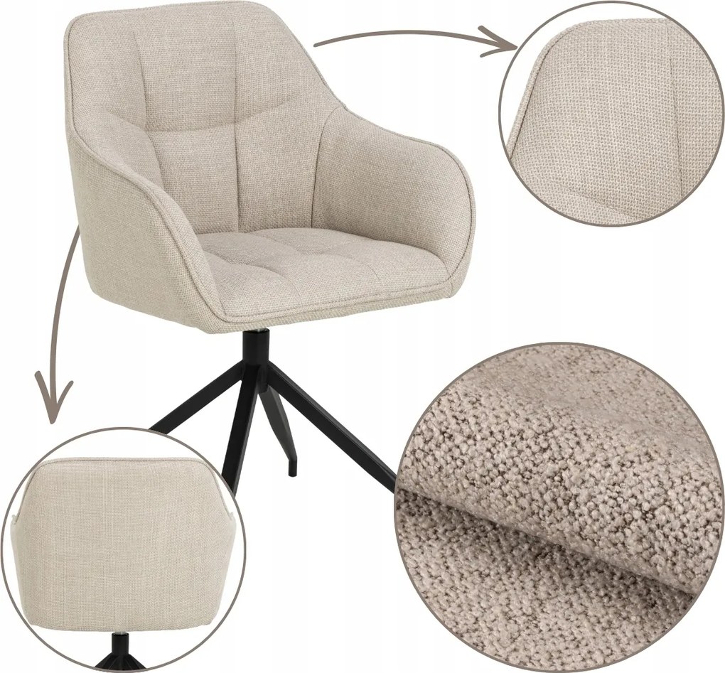 Nappali Étkező Szék Bézs kényelmes kárpitozott Forgatható