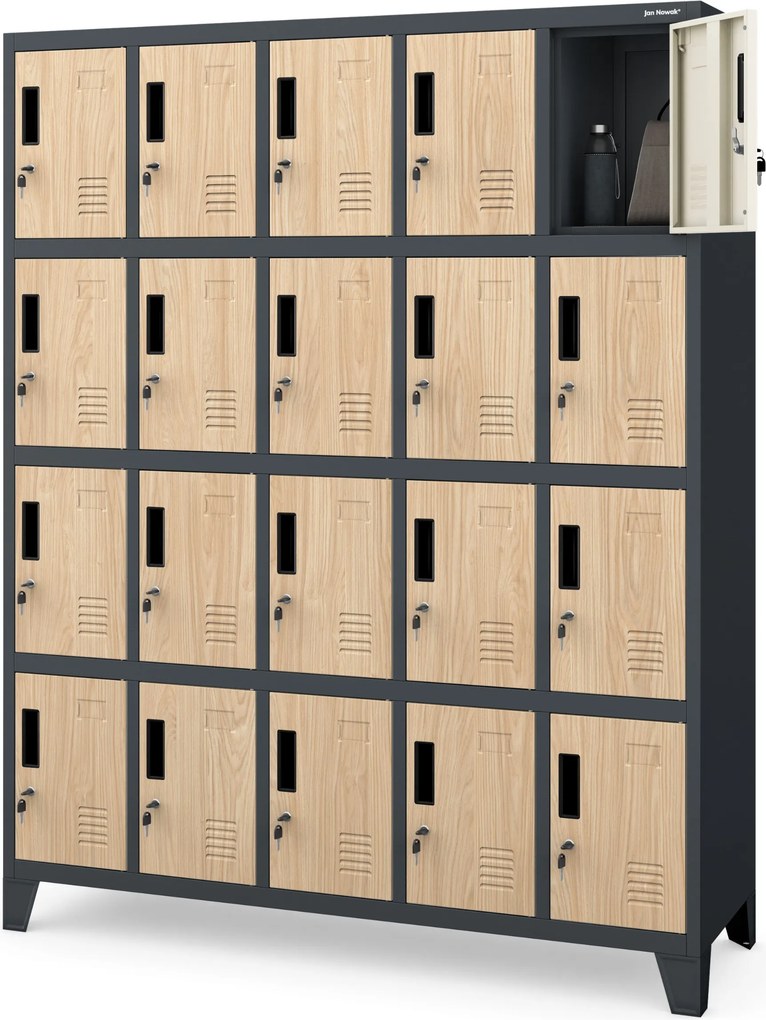 BHP szociális szekrény rekeszekkel, antracit / sonoma tölgy, 1360x1720x450 mm: ROBERT Eco Design