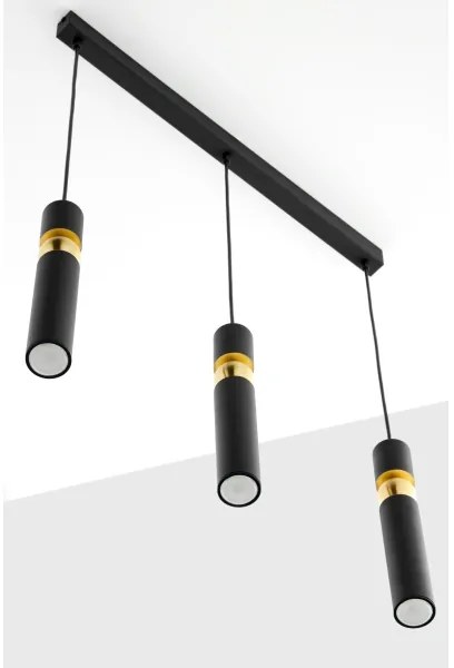 Jupiter 2004 - Csillár zsinóron ALAS 3xGU10/10W/230V fekete/arany