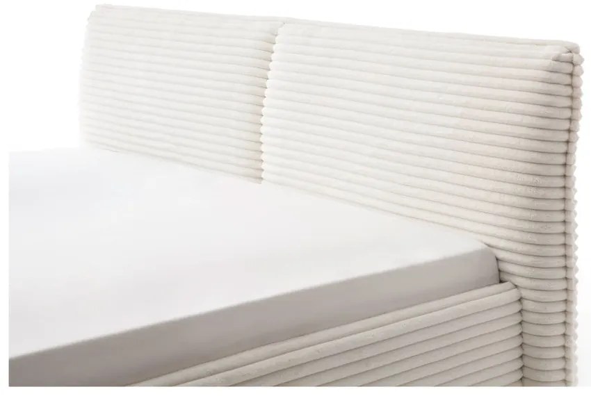 Bézs kárpitozott ágyneműtartós franciaágy ágyráccsal 160x200 cm Matera – Meise Möbel