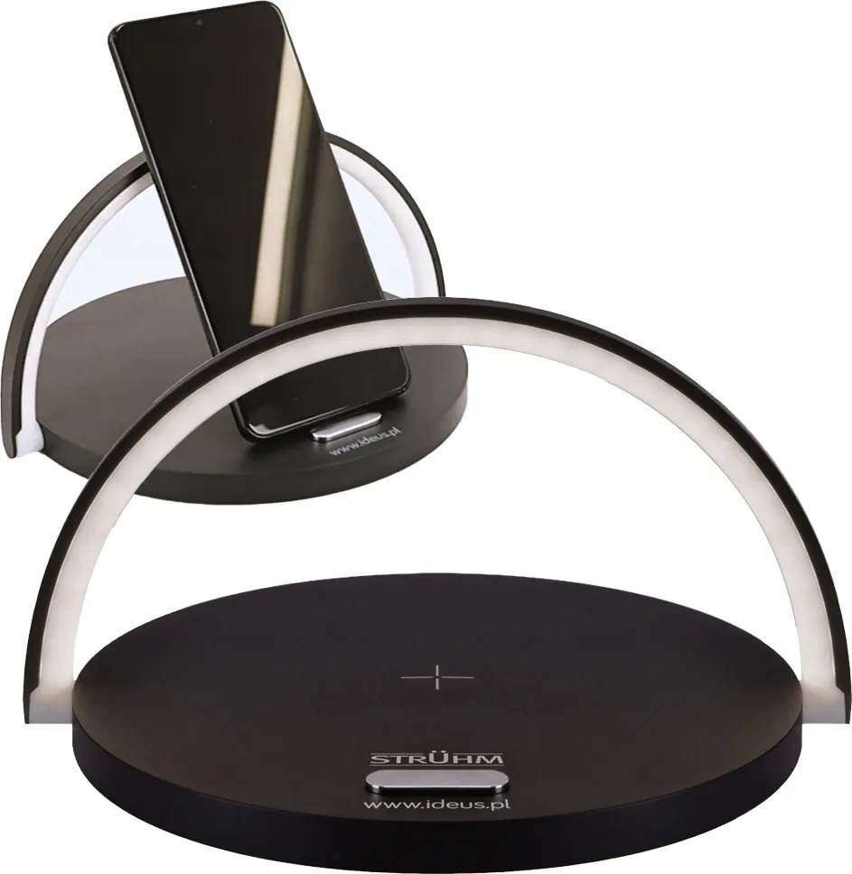 Led Asztali Lámpa Indukciós Vezeték Nélküli Töltővel Telefonhoz, Fekete