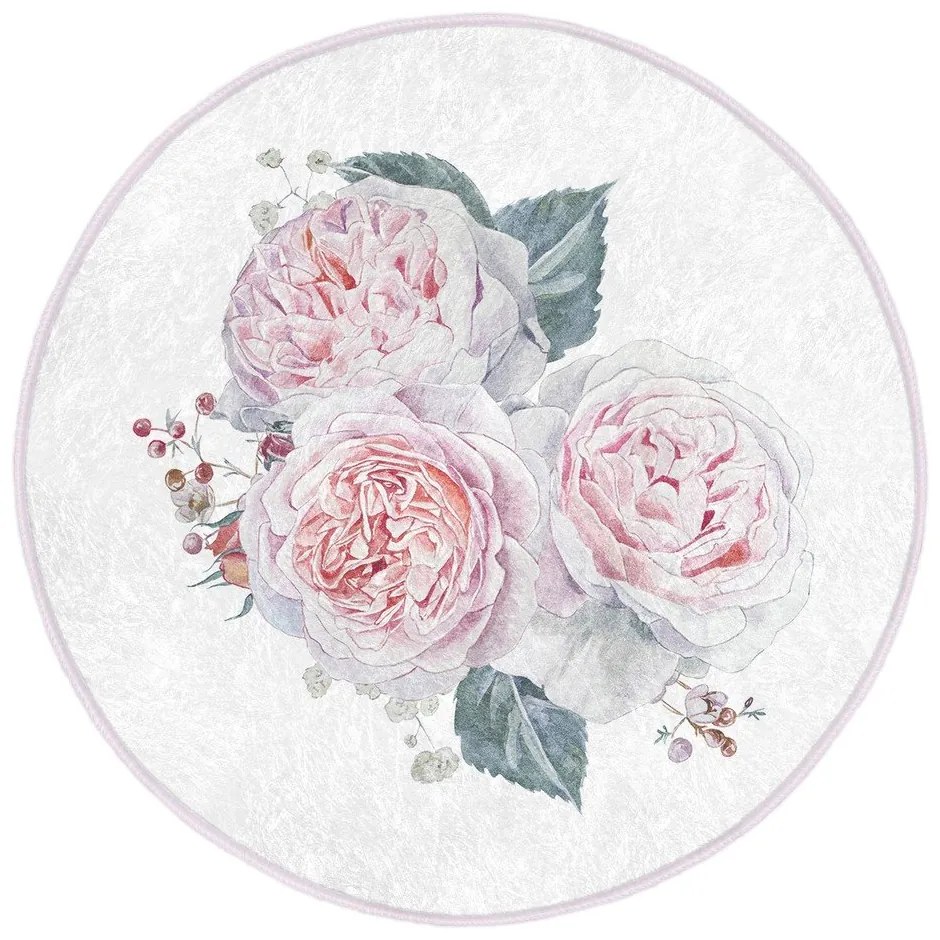Fehér-rózsaszín mosható-robotporszívóval tisztítható kerek szőnyeg ø 100 cm Comfort – Mila Home