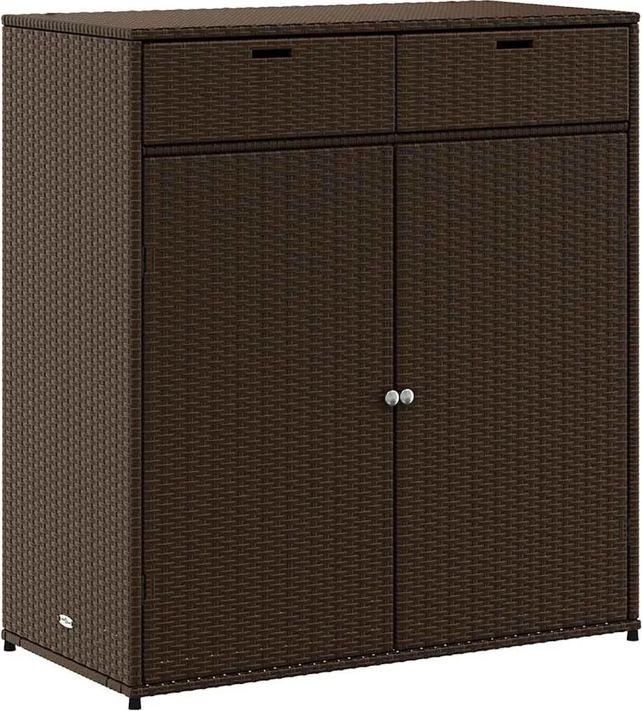vidaXL barna polyrattan kerti tárolószekrény 105 x 55 x 113 cm