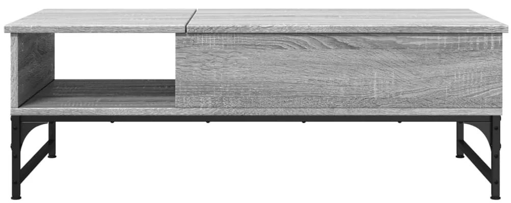 Szürke sonoma szerelt fa és fém dohányzóasztal 100 x 50 x 35 cm
