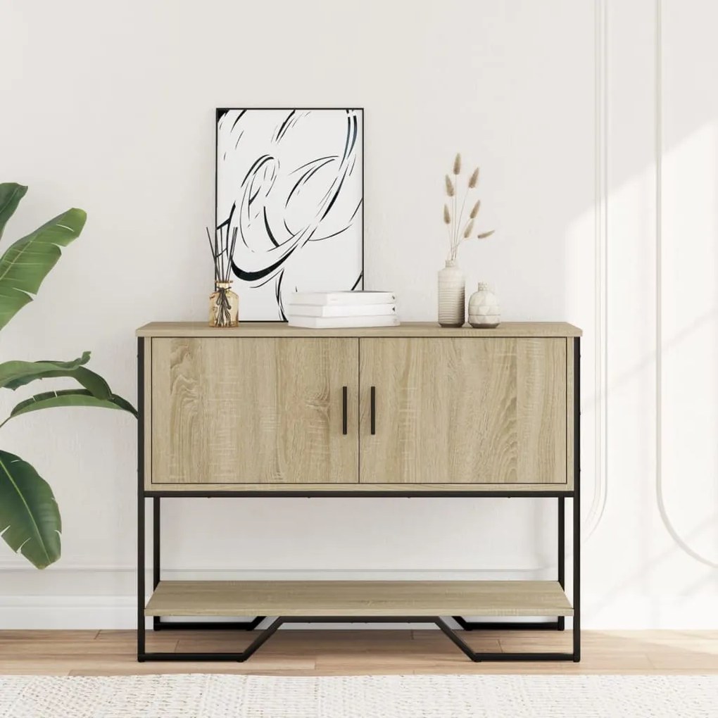 sonoma tölgy színű szerelt fa dohányzóasztal 100x35x74,5 cm