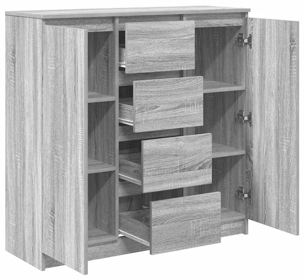 szürke sonoma szerelt fa tálalószekrény fiókos 100,5x35x98,5 cm