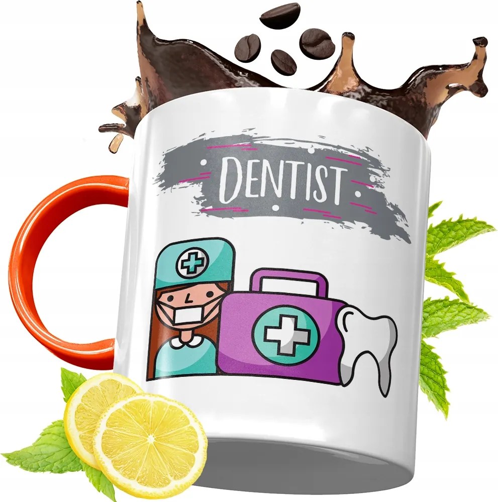 Narancssárga Bögre Fogorvosnak Ajándék fényképes nyomattal