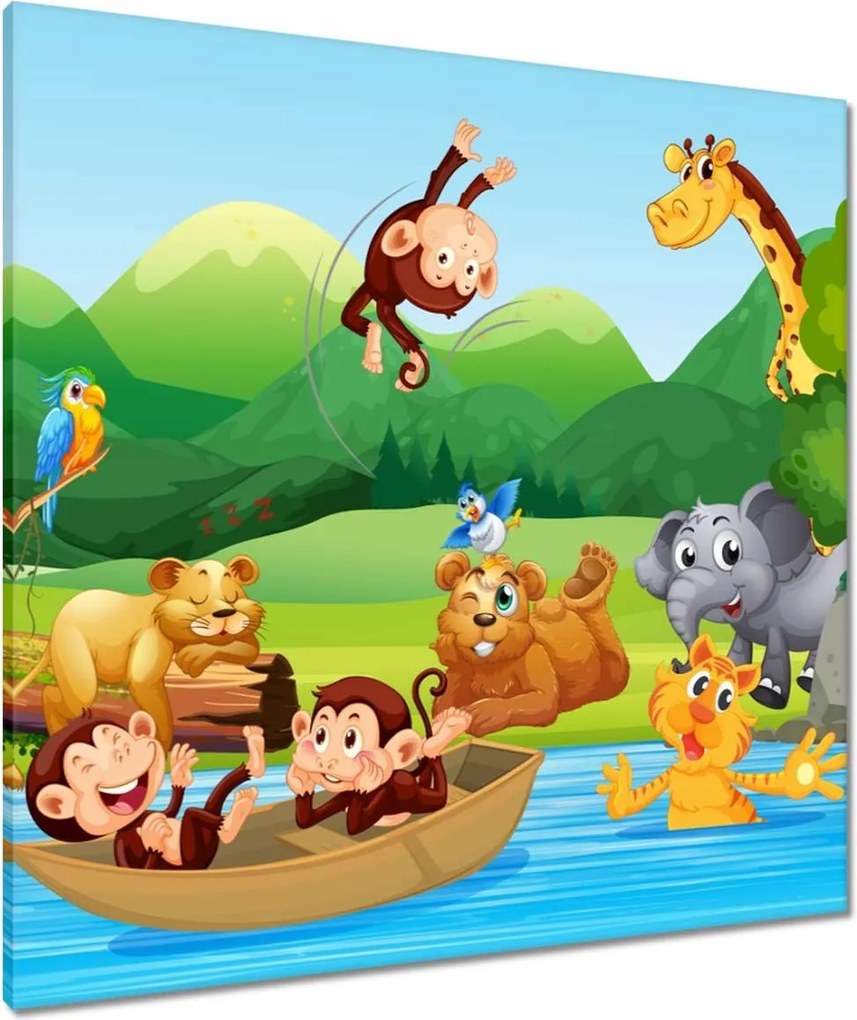 Vászonkép 80x80 Dzsungel minta gyerekeknek