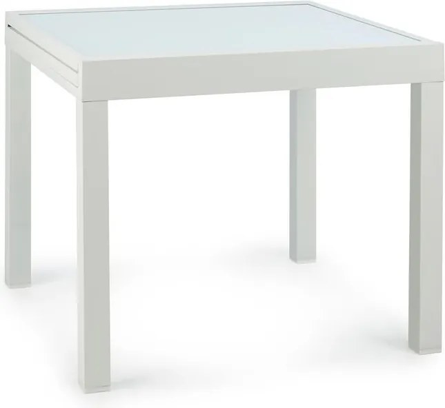 Blumfeldt Pamplona extension, kerti asztal, 180 x 83 cm max., alumínium, üveg, fehér
